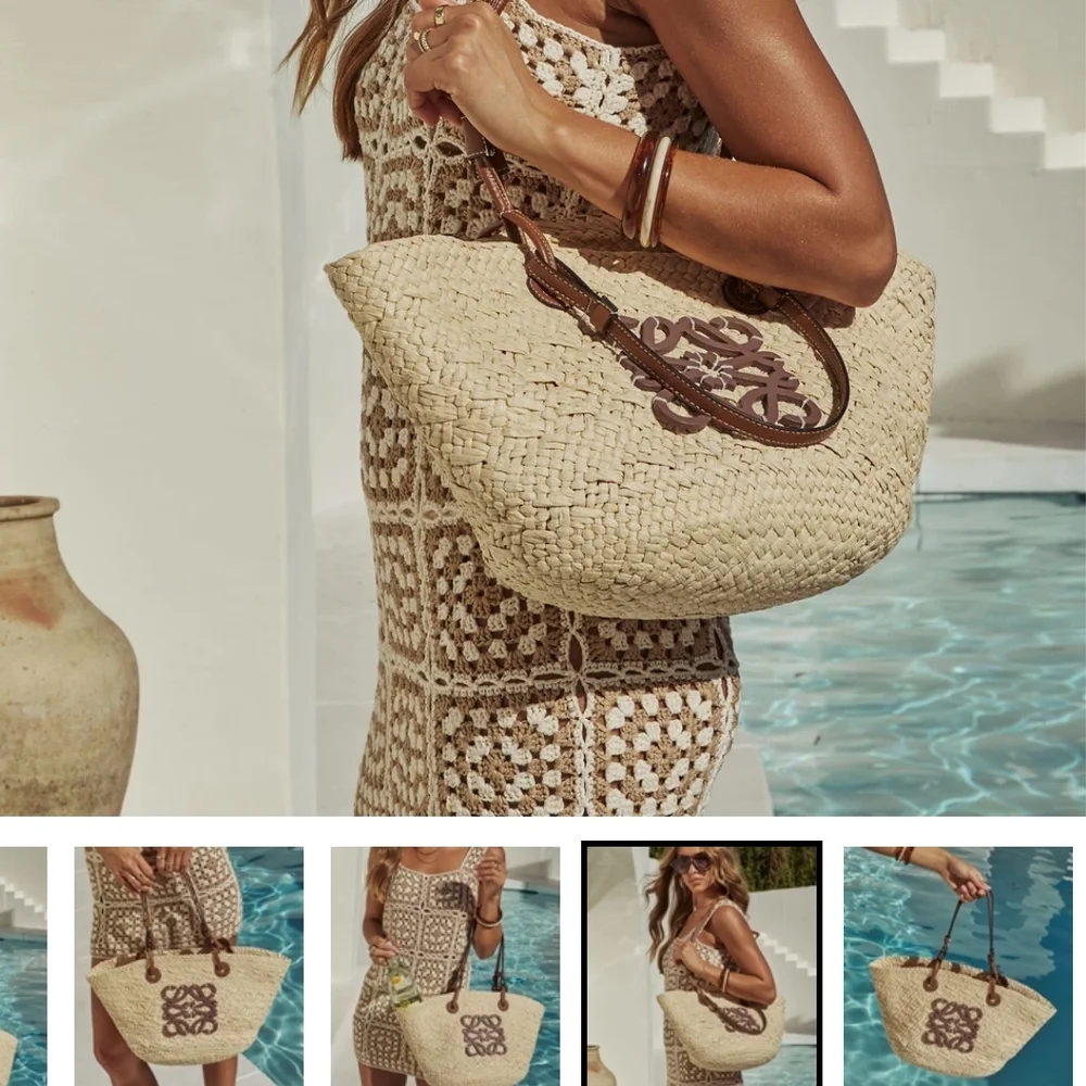 Elegant Cream Woven Tote Bag - Picture 4 of 5